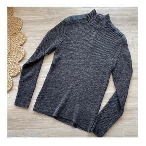 Calvin Klein Jeans Grey Ribbed Sweater Zip Preppy Prep Minimalist Men's Large
